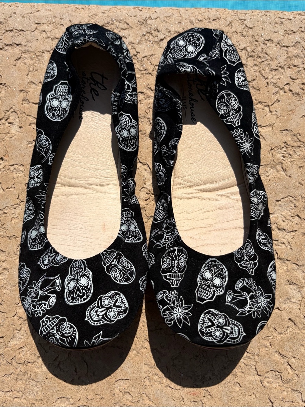 The Storehouse Black Suede Sugar Skulls Flats size 11